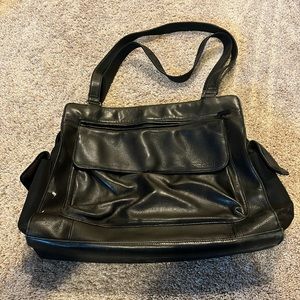 Fossil Leather laptop tote business bag. Vintage